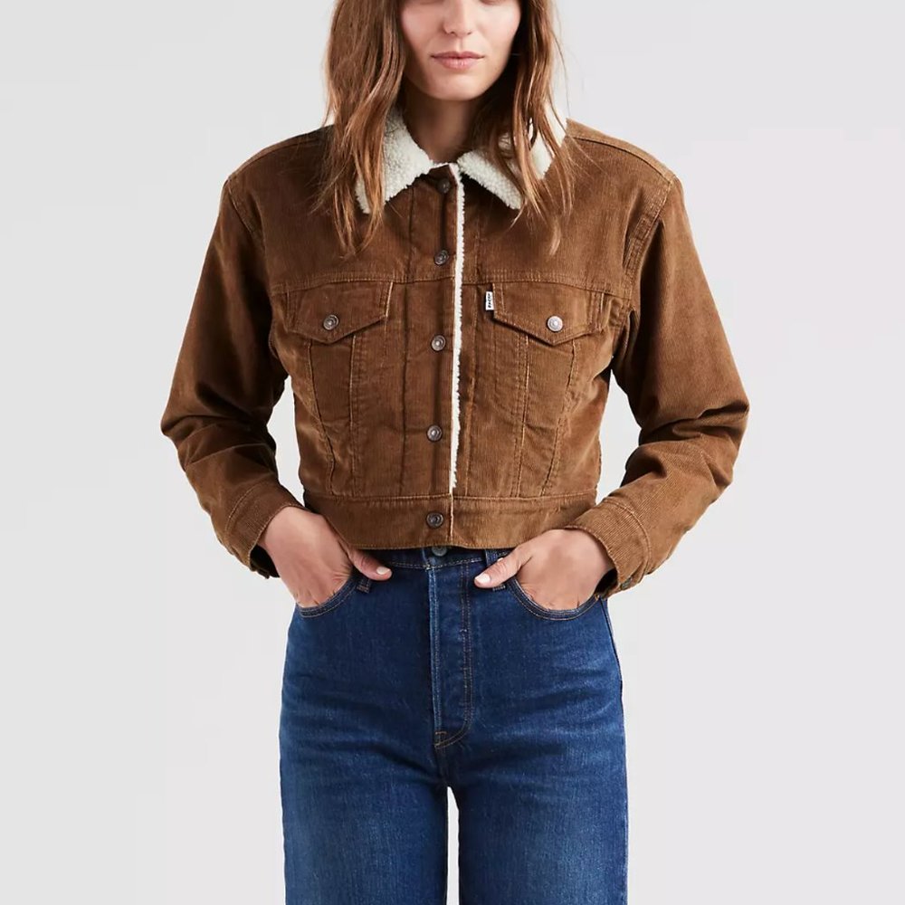 Levi's® Crop Corduroy Sherpa Trucker - Tobacco - NWOT - RARE